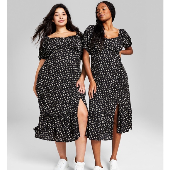 And Now This Black Floral Midi Dress - Plus Size 2X - Picture 7 of 10